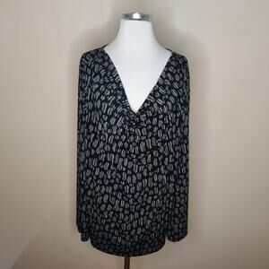 Croft & Barrow Top Cowl NeckSpotted Stretch Long Sleeve